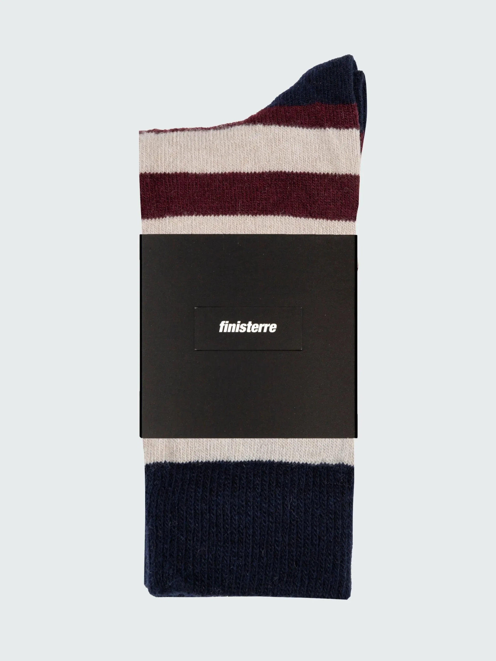 Hot Finisterre Classic Wool Striped Sock BlackCherry/Navy/Oatmeal