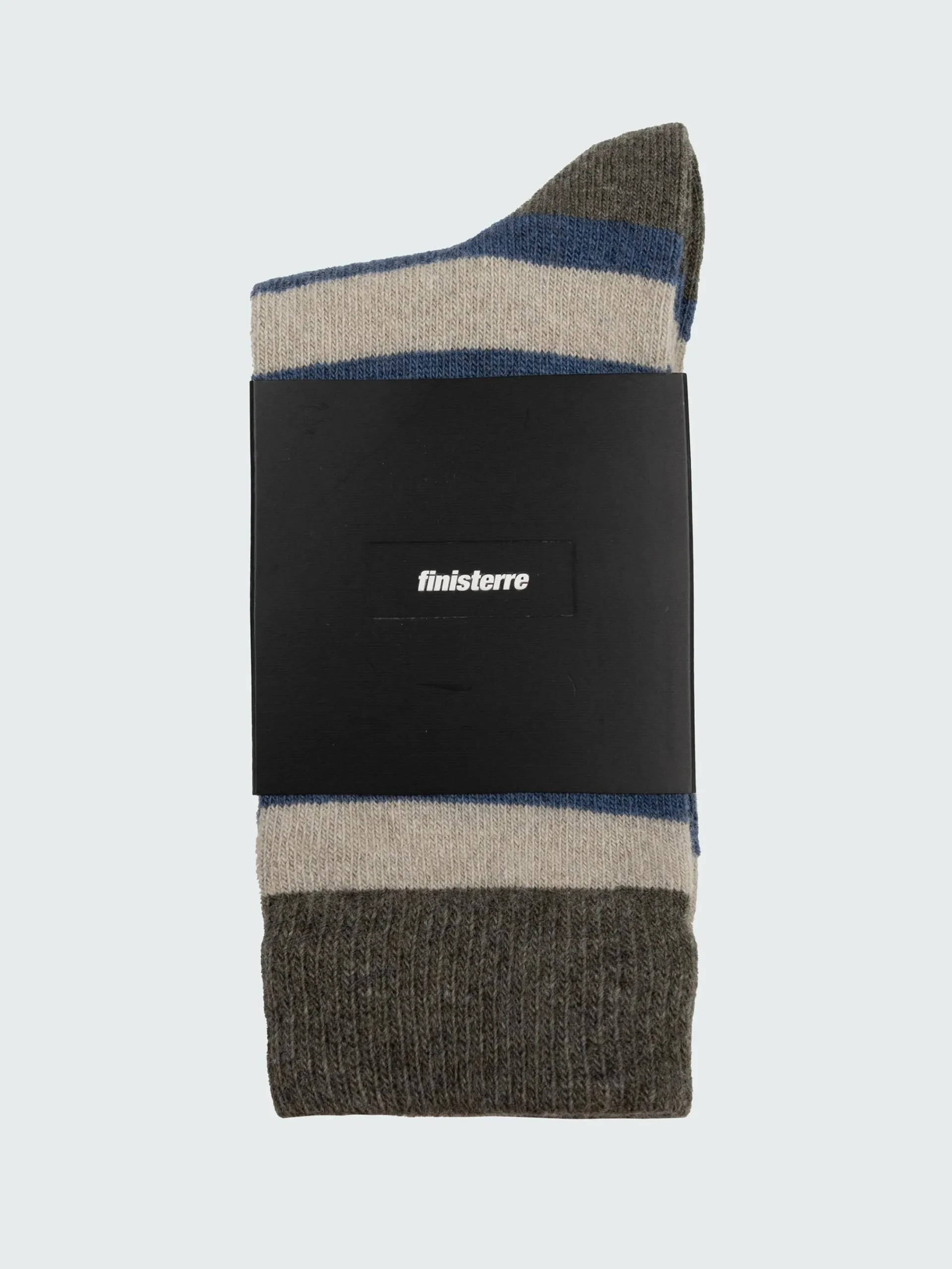 Shop Finisterre Classic Wool Striped Sock Olive/Oatmeal/CoastalFjord