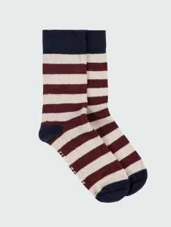 Hot Finisterre Classic Wool Striped Sock BlackCherry/Navy/Oatmeal