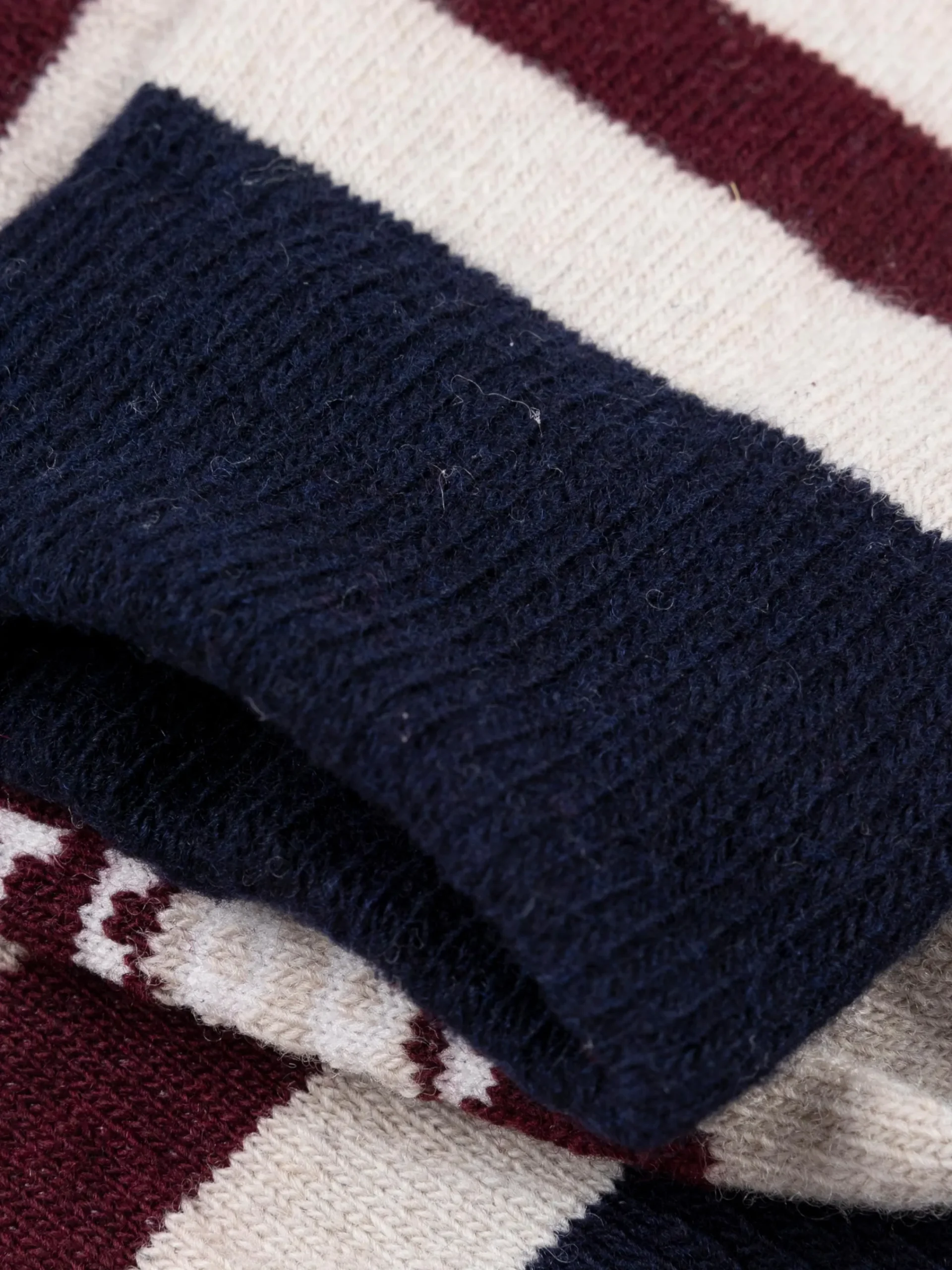 Hot Finisterre Classic Wool Striped Sock BlackCherry/Navy/Oatmeal