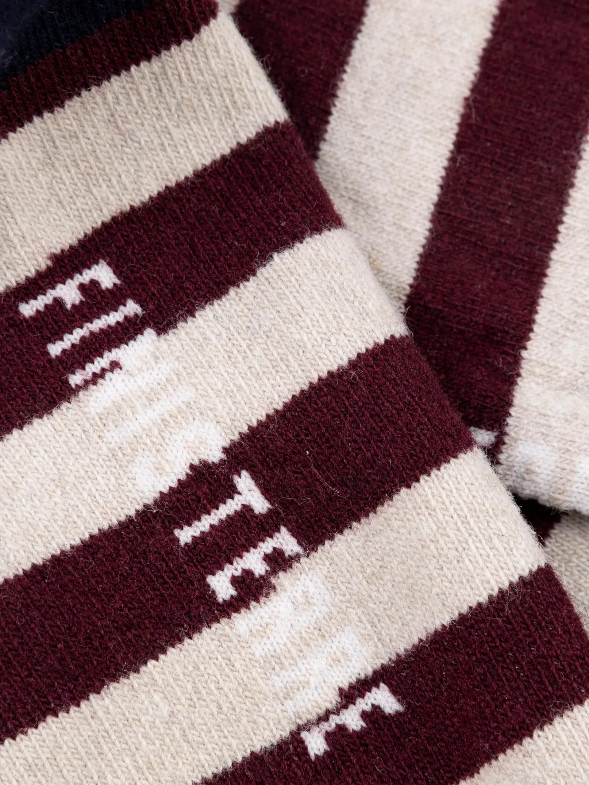Hot Finisterre Classic Wool Striped Sock BlackCherry/Navy/Oatmeal