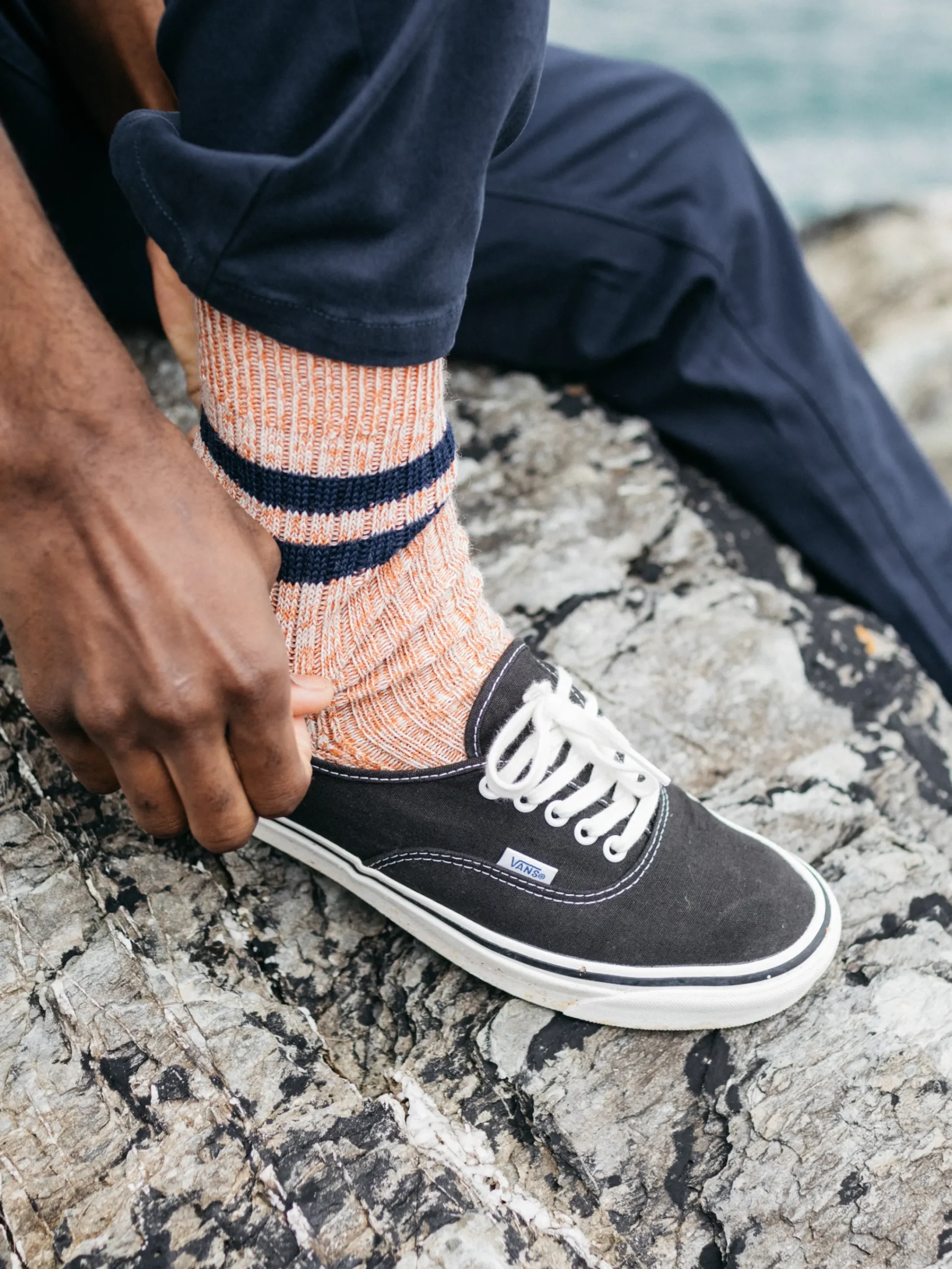 Best Sale Finisterre Kelson Stripe Sock Sangria/Navy