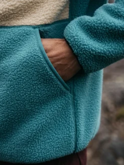 Best Finisterre Men's Bolster 1/4 Zip Fleece OceanStorm/Oatmeal