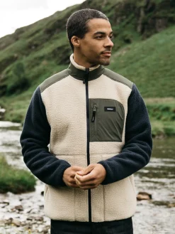 New Finisterre Men's Bolster Full Zip Fleece Oatmeal/Navy