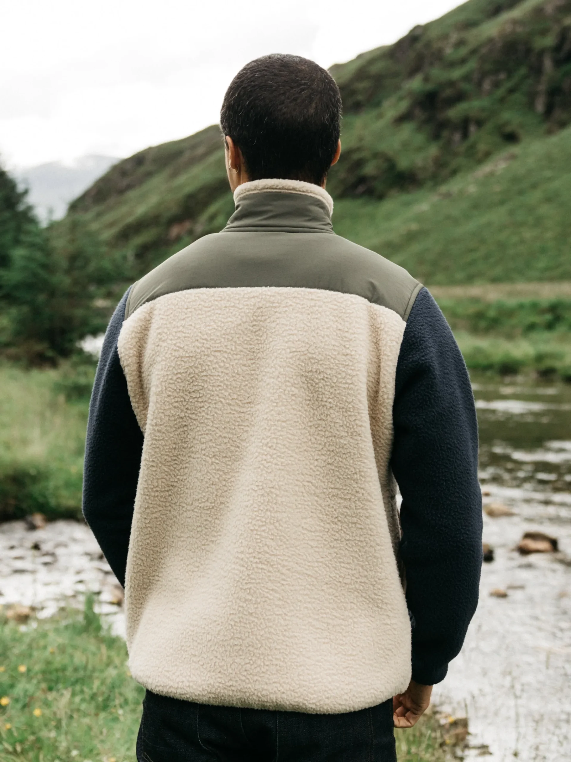 New Finisterre Men's Bolster Full Zip Fleece Oatmeal/Navy