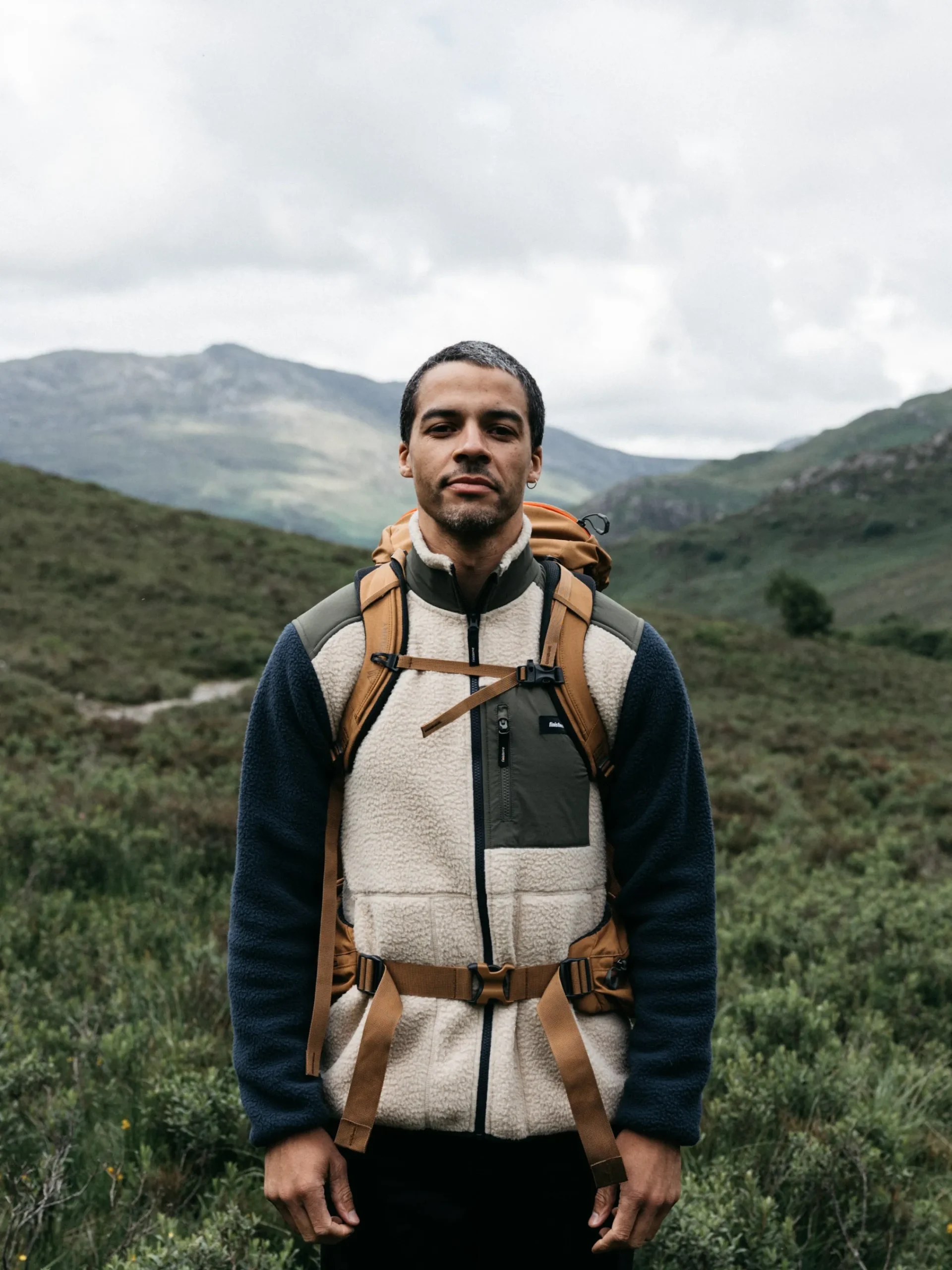New Finisterre Men's Bolster Full Zip Fleece Oatmeal/Navy
