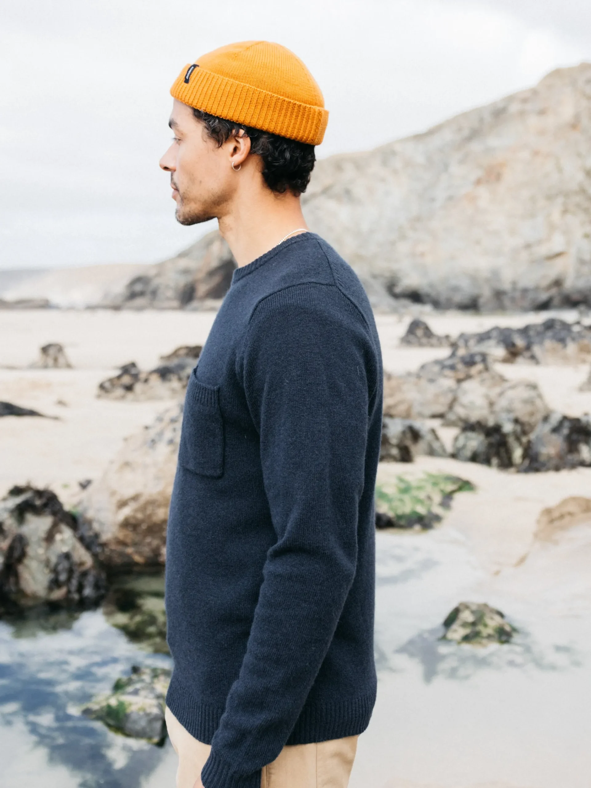 Cheap Finisterre Men's Cavan Pocket Knit Sweater Navy