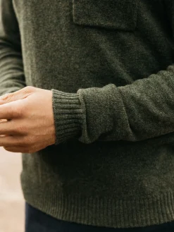 Clearance Finisterre Men's Cavan Pocket Knit Sweater Olive