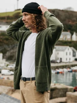 Outlet Finisterre Men's Columba Cardigan Olive