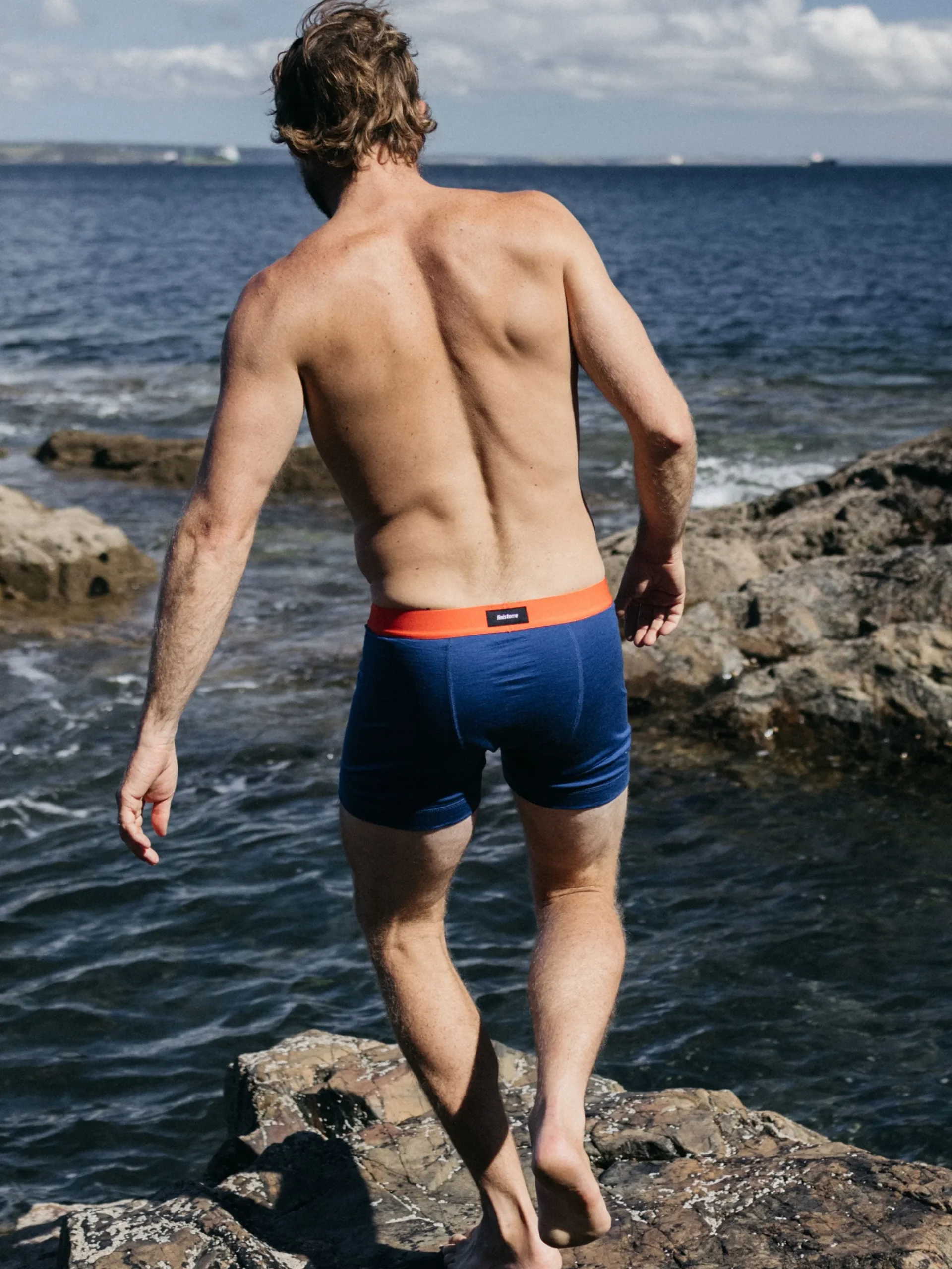 Outlet Finisterre Men's Eddy 2.0 Merino Wool Boxers Atlantic/Flame