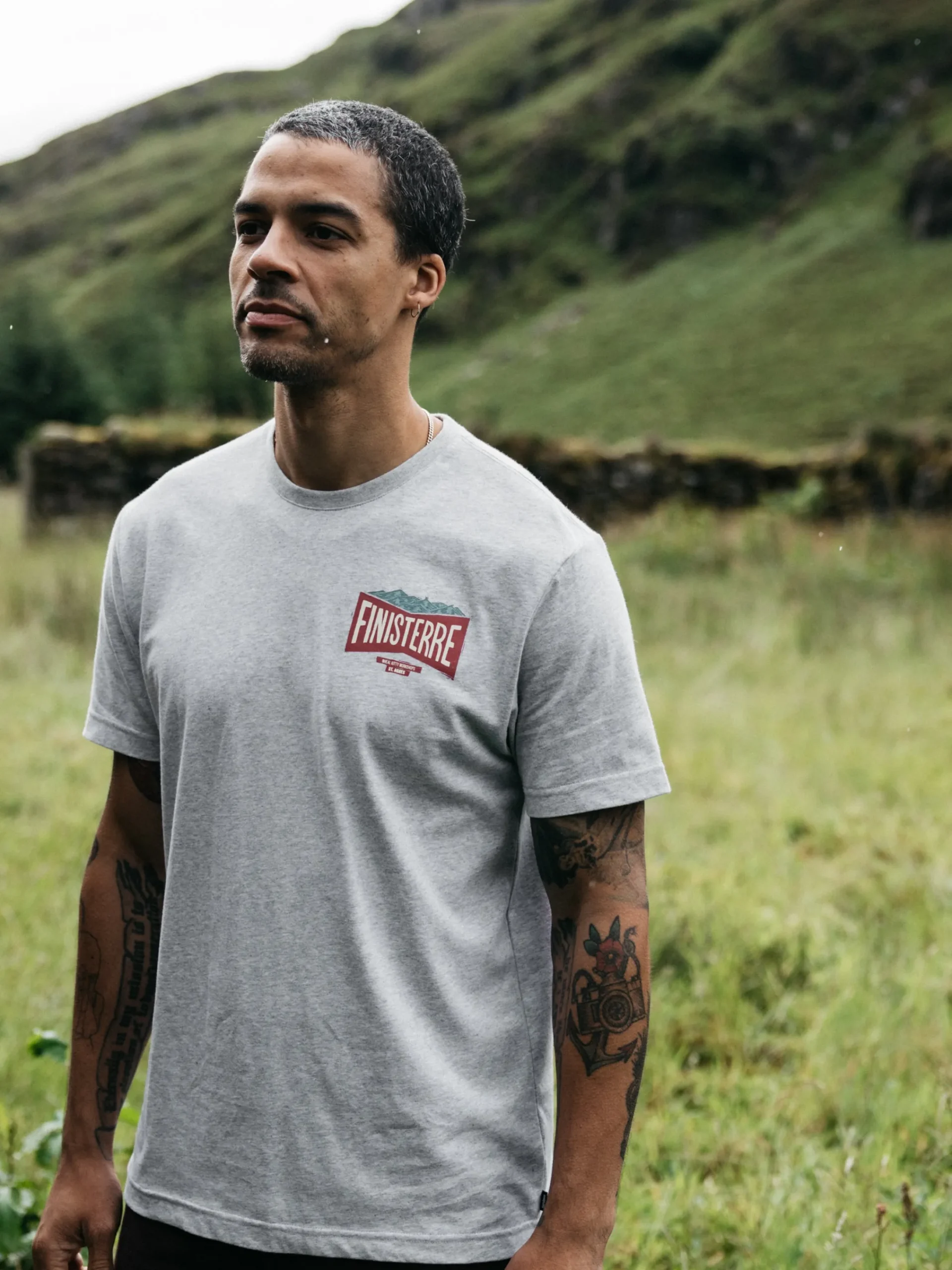 Cheap Finisterre Men's Emblem T-Shirt GreyMarl