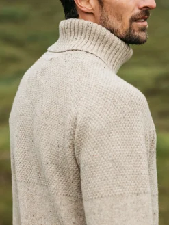 Cheap Finisterre Men's Fishermans Roll Neck Knit Sweater Oatmeal