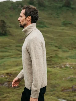 Cheap Finisterre Men's Fishermans Roll Neck Knit Sweater Oatmeal