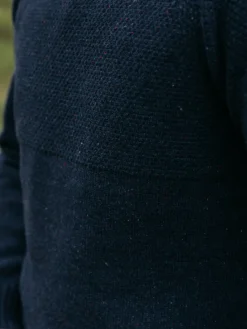 Hot Finisterre Men's Fishermans Roll Neck Knit Sweater Navy