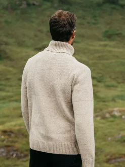 Cheap Finisterre Men's Fishermans Roll Neck Knit Sweater Oatmeal