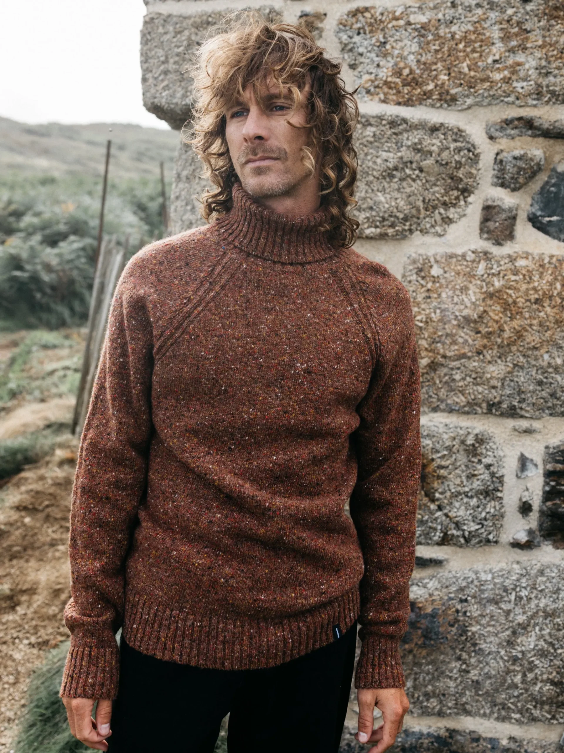 Cheap Finisterre Men's Furlong Roll Neck Sweater Spice