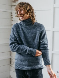 Sale Finisterre Men's Furlong Roll Neck Sweater Indigo