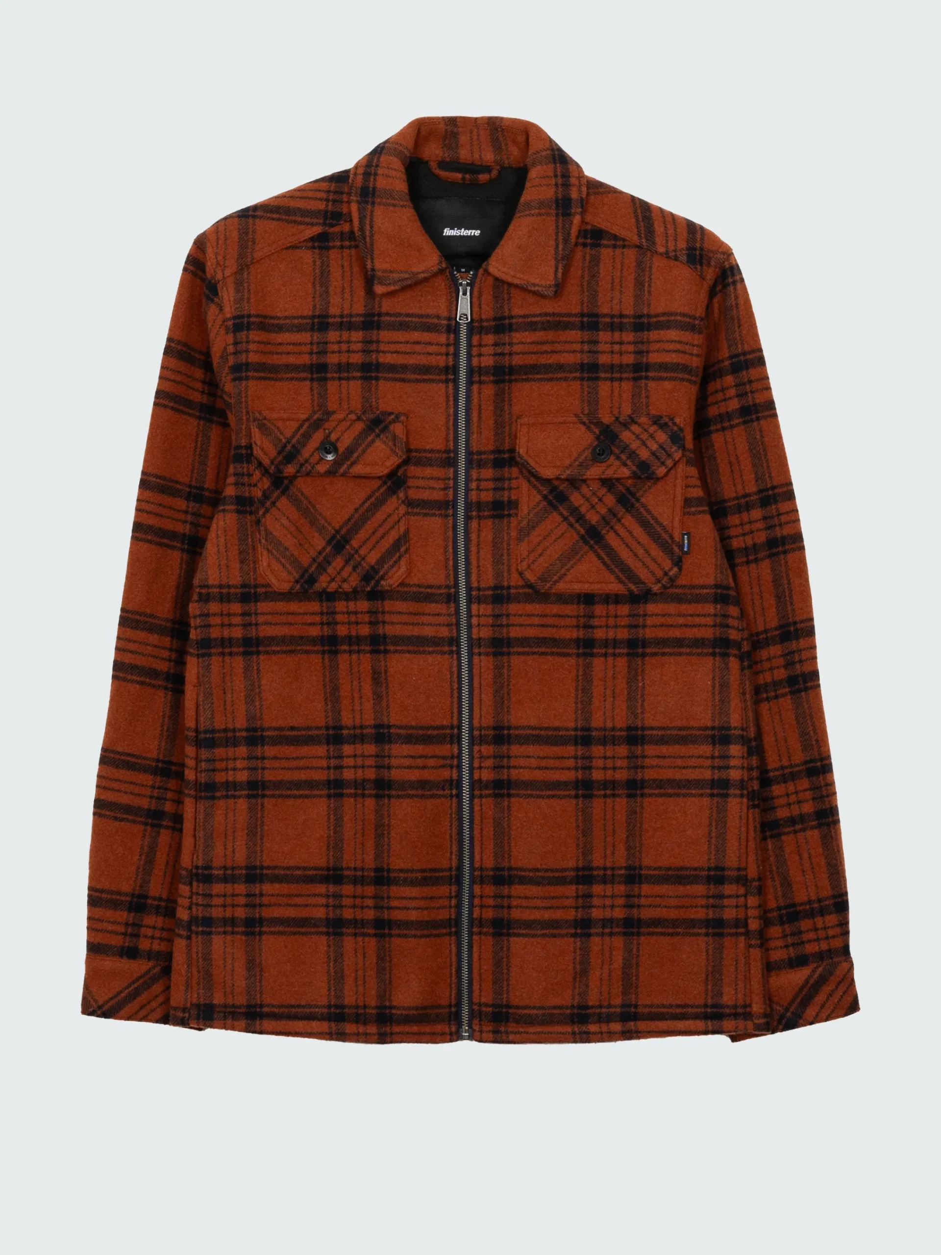 Cheap Finisterre Men's Garrick Zip Overshirt DarkRosewoodCheck