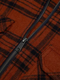 Cheap Finisterre Men's Garrick Zip Overshirt DarkRosewoodCheck