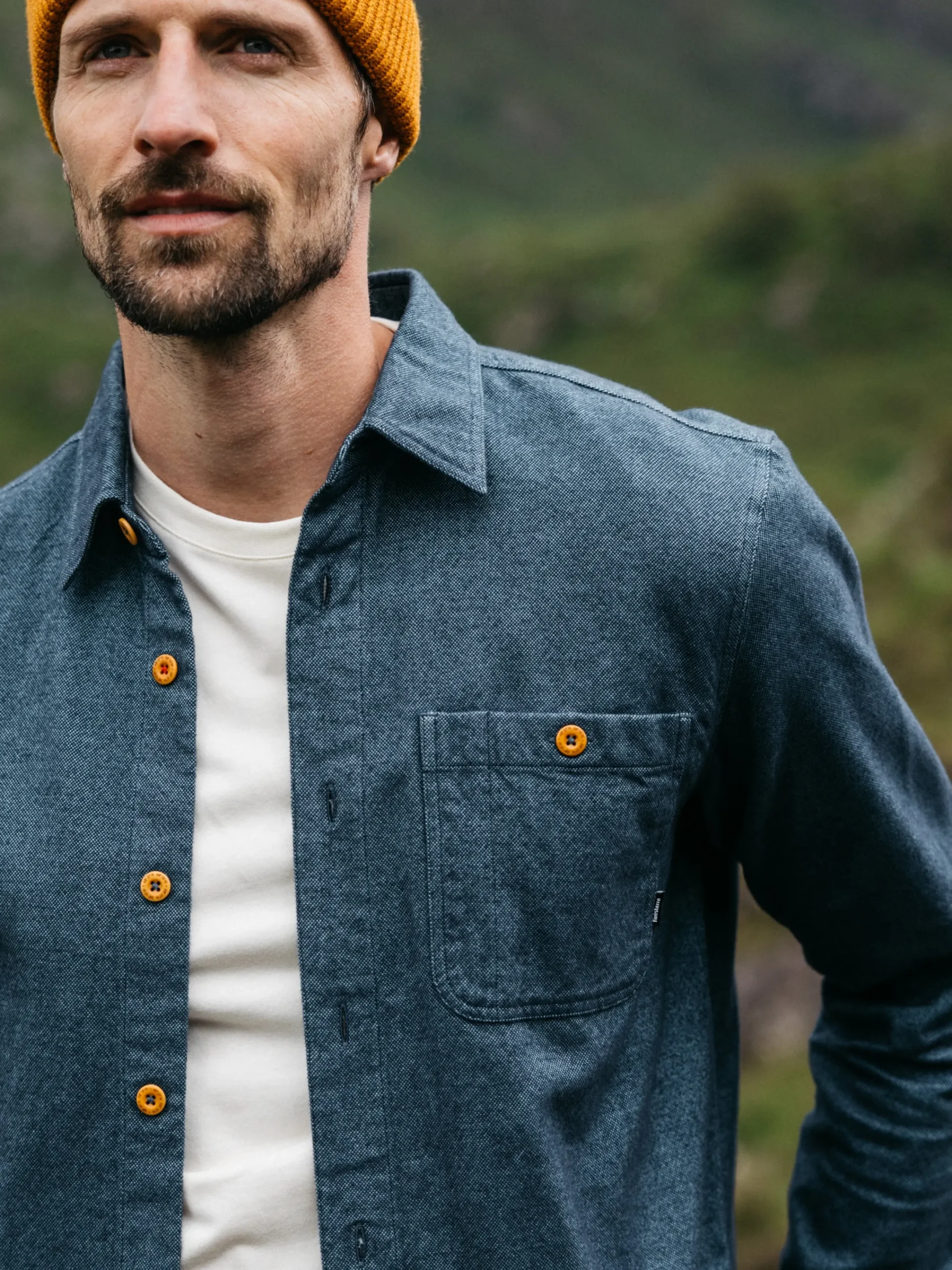 Shop Finisterre Men's Gylly Shirt OceanDobby