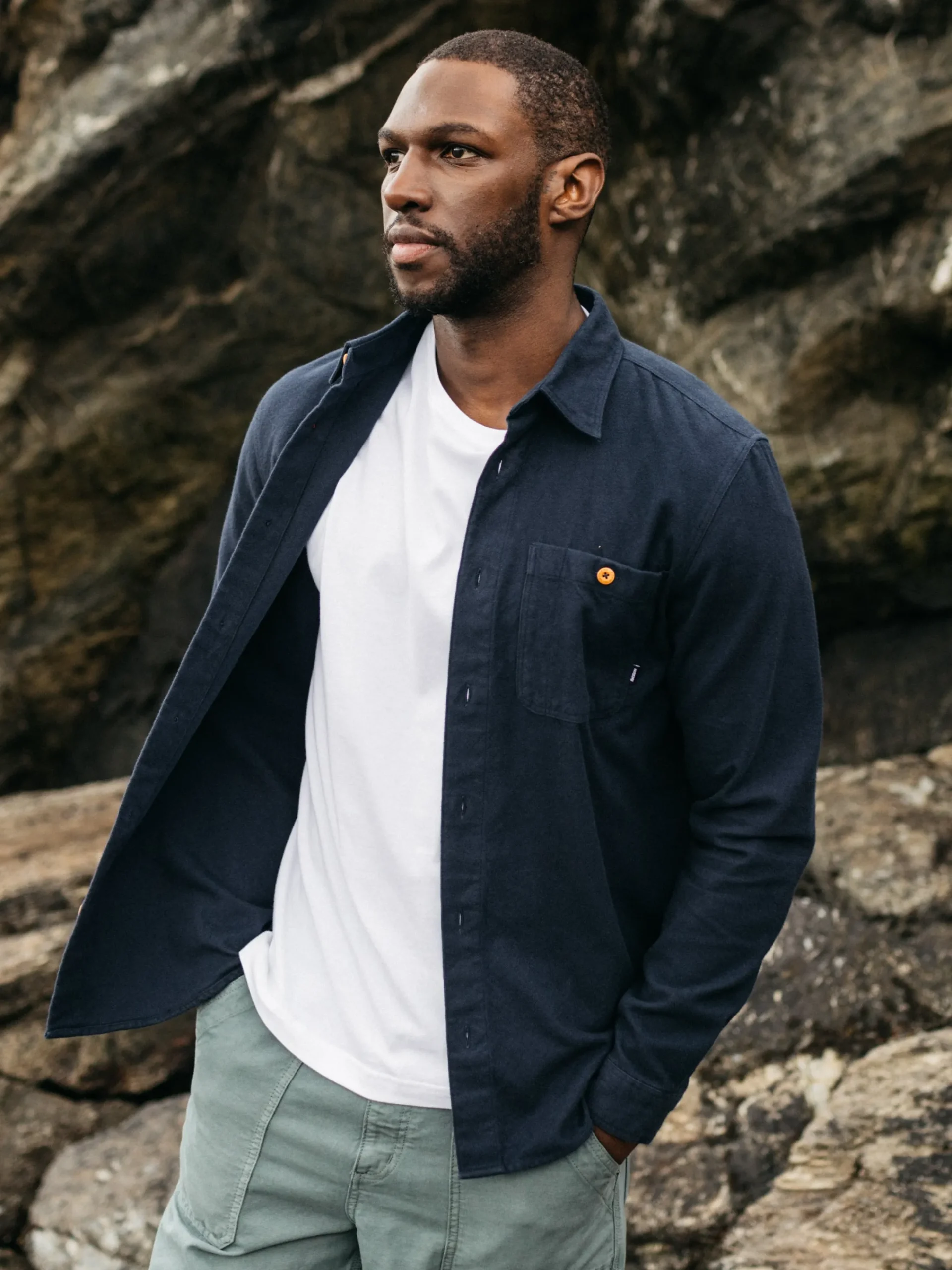 Best Finisterre Men's Gylly Shirt NavyDobby