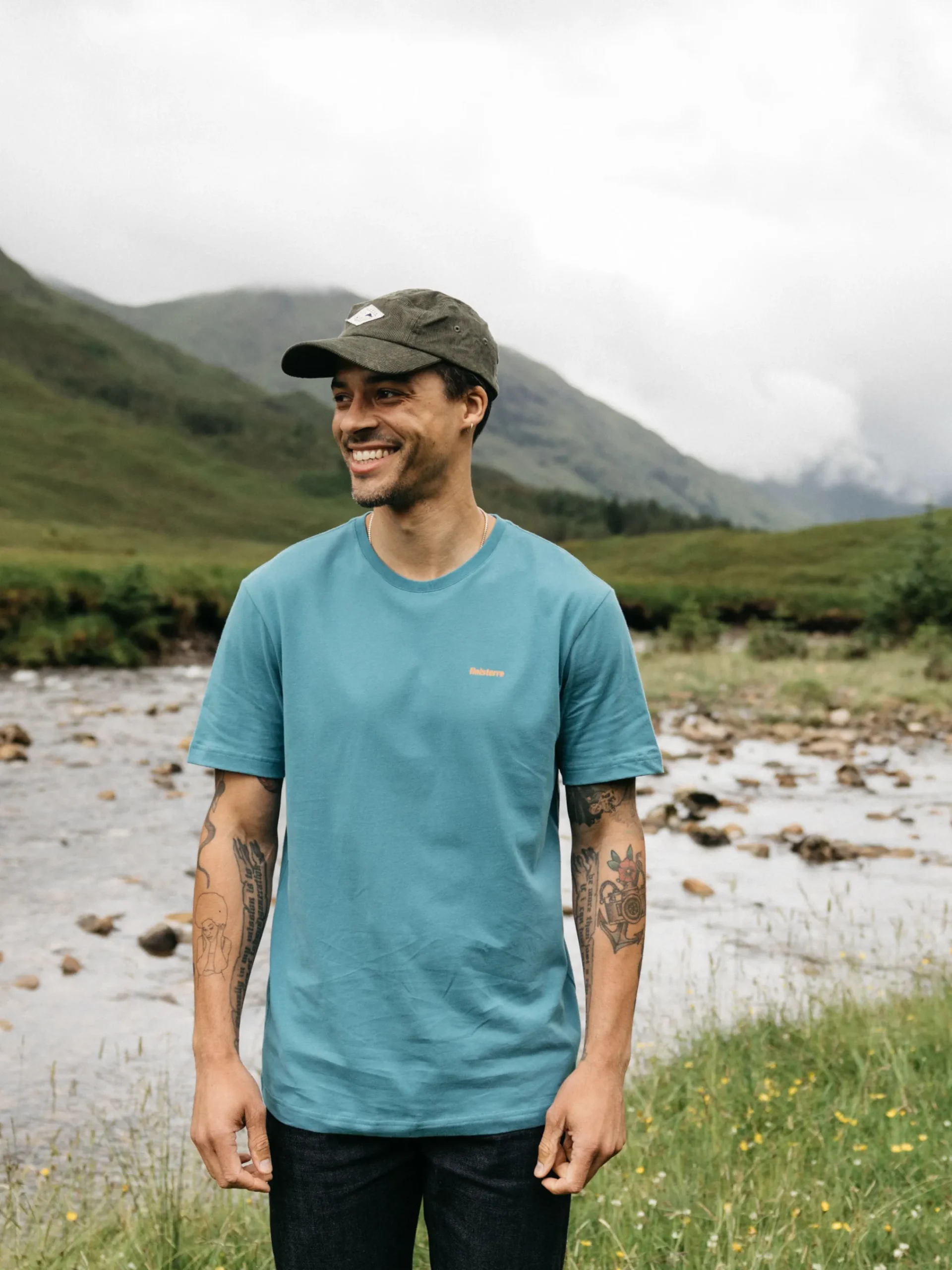 Cheap Finisterre Men's Harlyn Logo T-Shirt OceanStorm