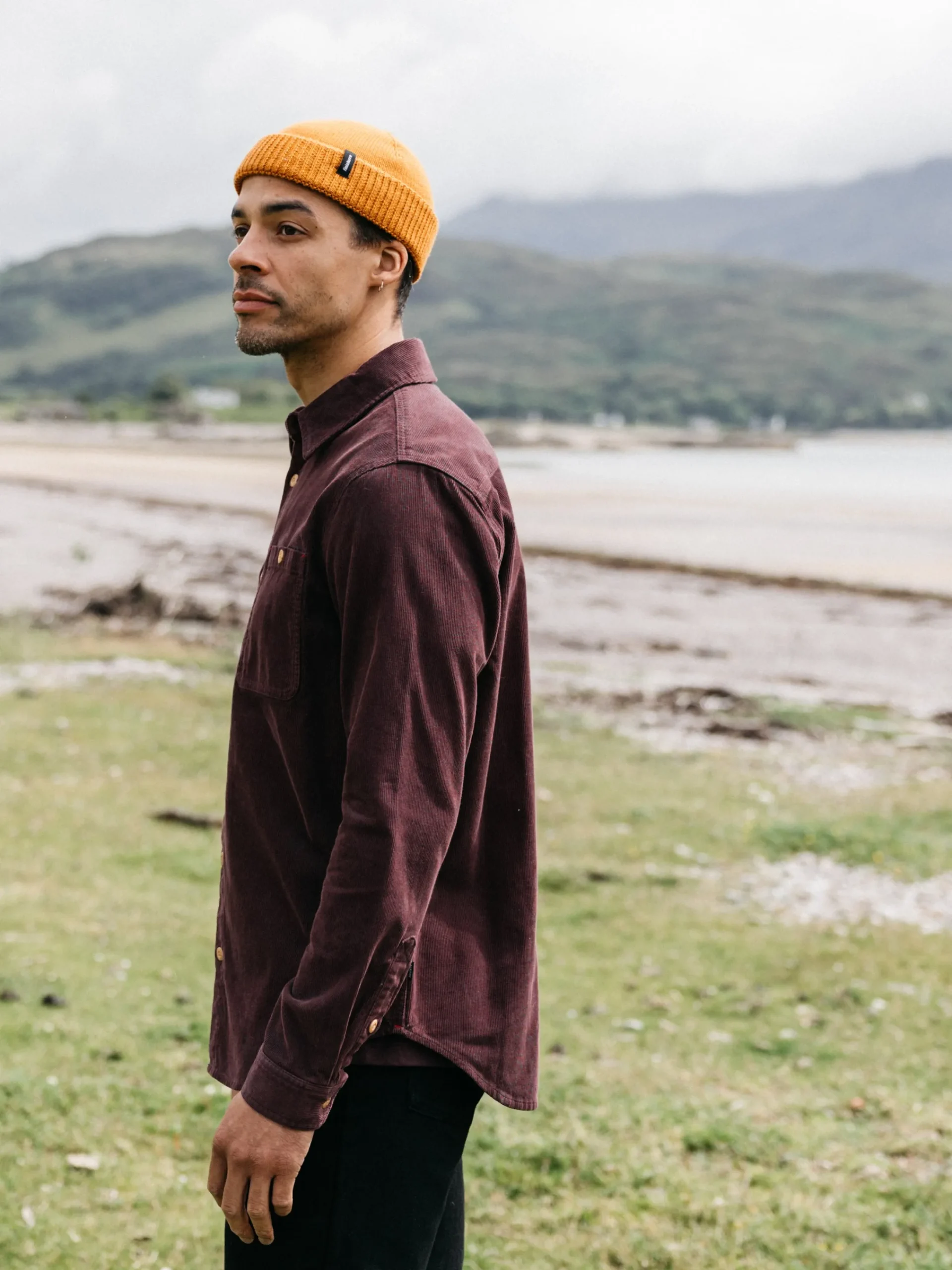 Cheap Finisterre Men's Jetty Cord Shirt BlackCherry