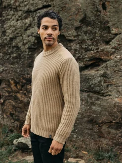 Best Sale Finisterre Men's Needus Patched Crew Knit Sweater Flint