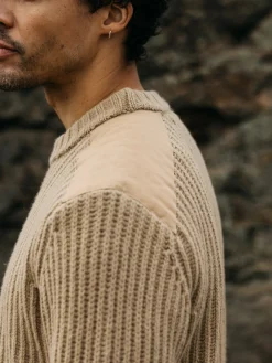 Best Sale Finisterre Men's Needus Patched Crew Knit Sweater Flint