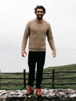 Best Sale Finisterre Men's Needus Patched Crew Knit Sweater Flint