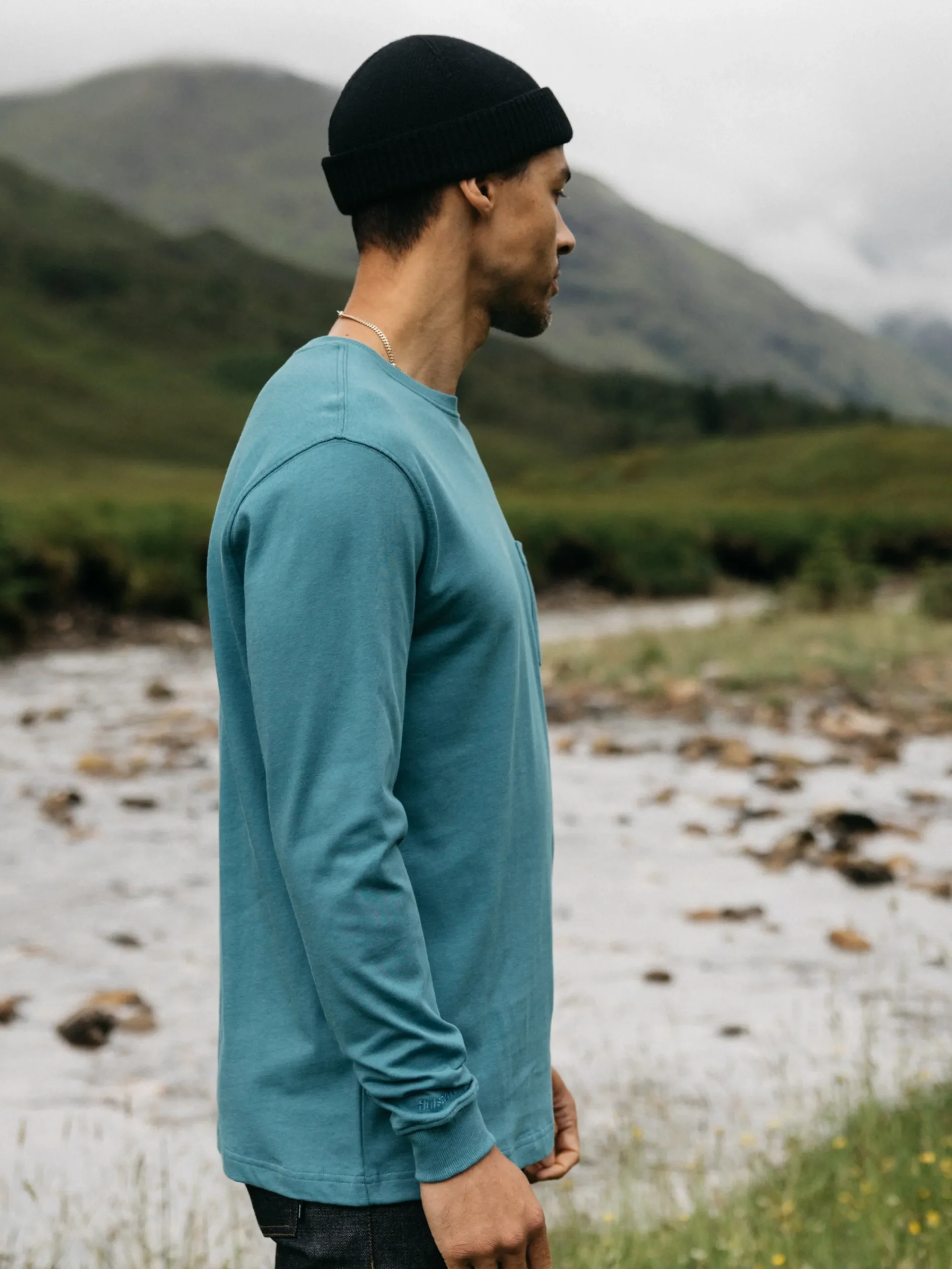 Cheap Finisterre Men's Orca Recycled Pocket Long Sleeve T-Shirt OceanStorm