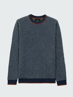 Discount Finisterre Men's Selfost Nordic Patterned Crew Sweater Navy/Sky/DarkRosewood