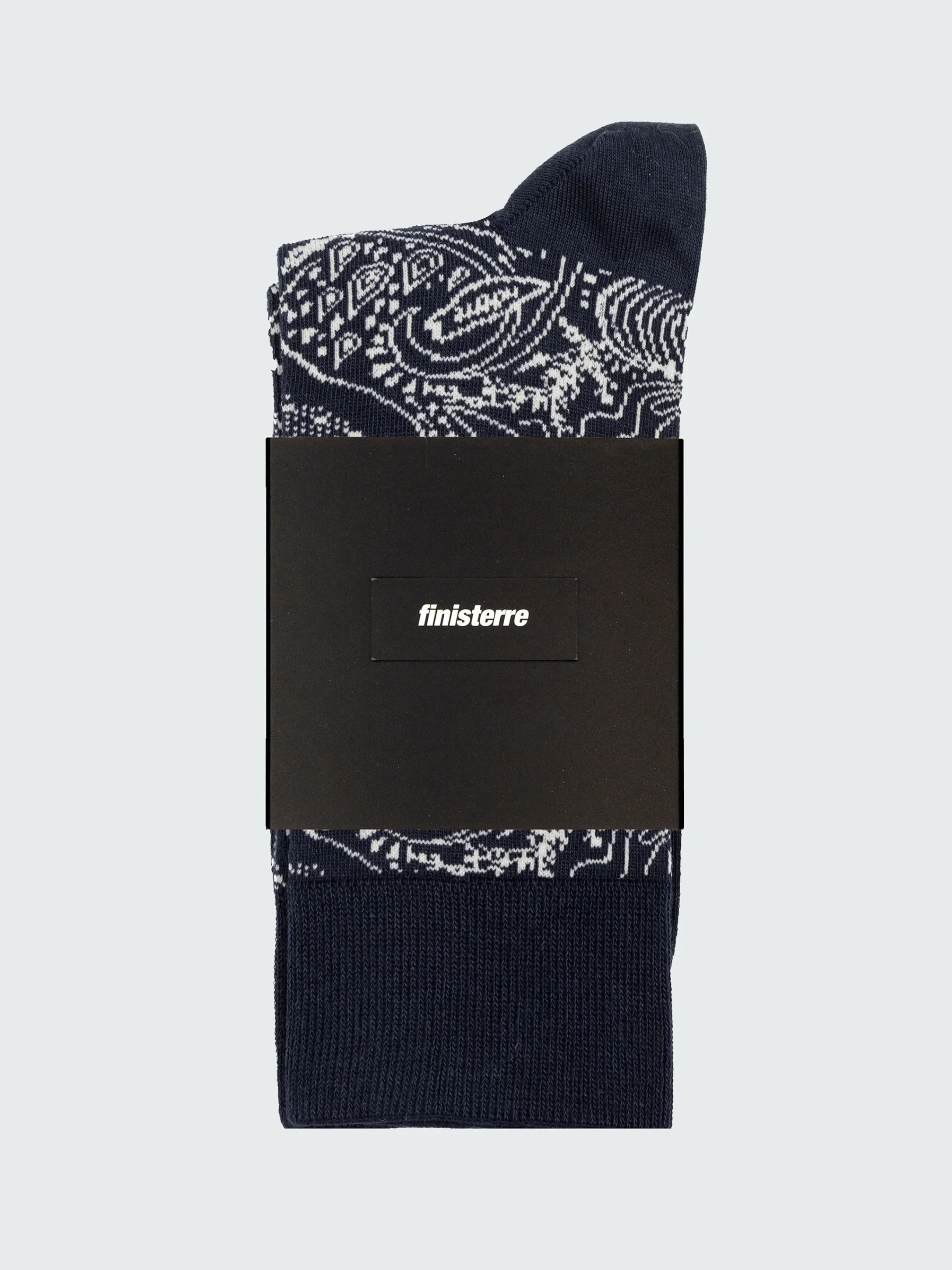 Shop Finisterre Tidelands Lightweight Sock PaisleyNavy/Ecru