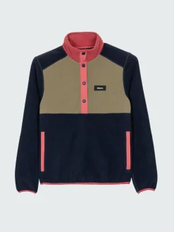 Cheap Finisterre Women's Axiom 1/4 Snap Fleece Navy/Rouge/WillowGreen