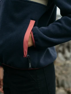 Cheap Finisterre Women's Axiom 1/4 Snap Fleece Navy/Rouge/WillowGreen