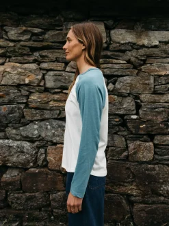 Clearance Finisterre Women's Bailey Long Sleeve T-Shirt Ecru/OceanStorm