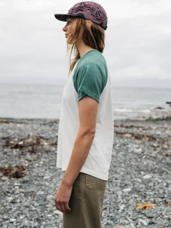 Best Sale Finisterre Women's Bailey T-Shirt Ecru/PineShadow