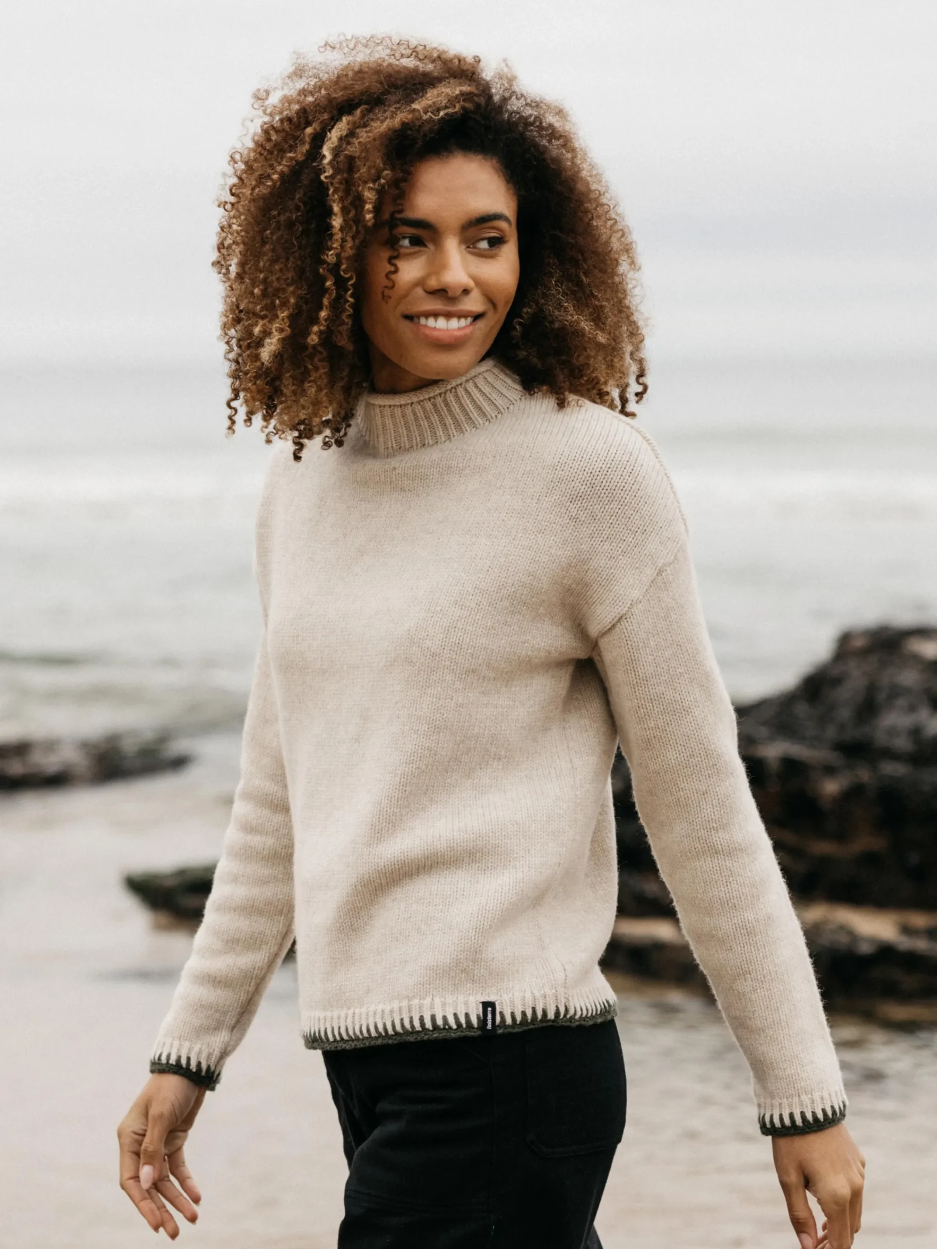 Flash Sale Finisterre Women's Blanket Stitch Taran Sweater Oatmeal
