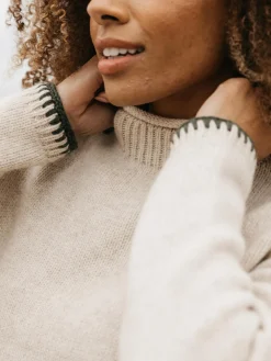 Flash Sale Finisterre Women's Blanket Stitch Taran Sweater Oatmeal