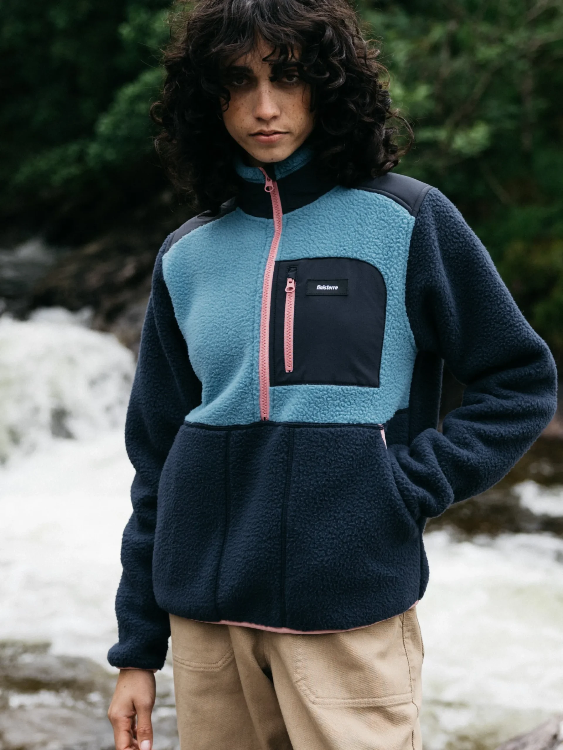 Outlet Finisterre Women's Bolster 1/4 Zip Fleece Navy/OceanStorm/HeatherMist