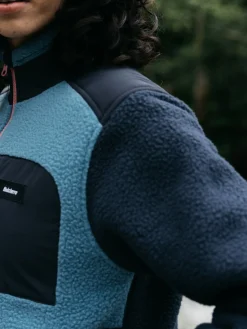 Outlet Finisterre Women's Bolster 1/4 Zip Fleece Navy/OceanStorm/HeatherMist