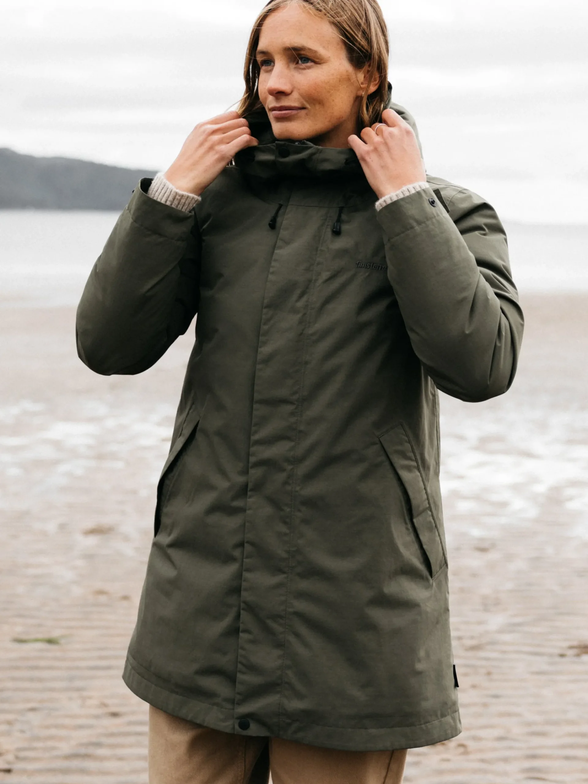 Shop Finisterre Women's Caelus Waterproof Parka Olive