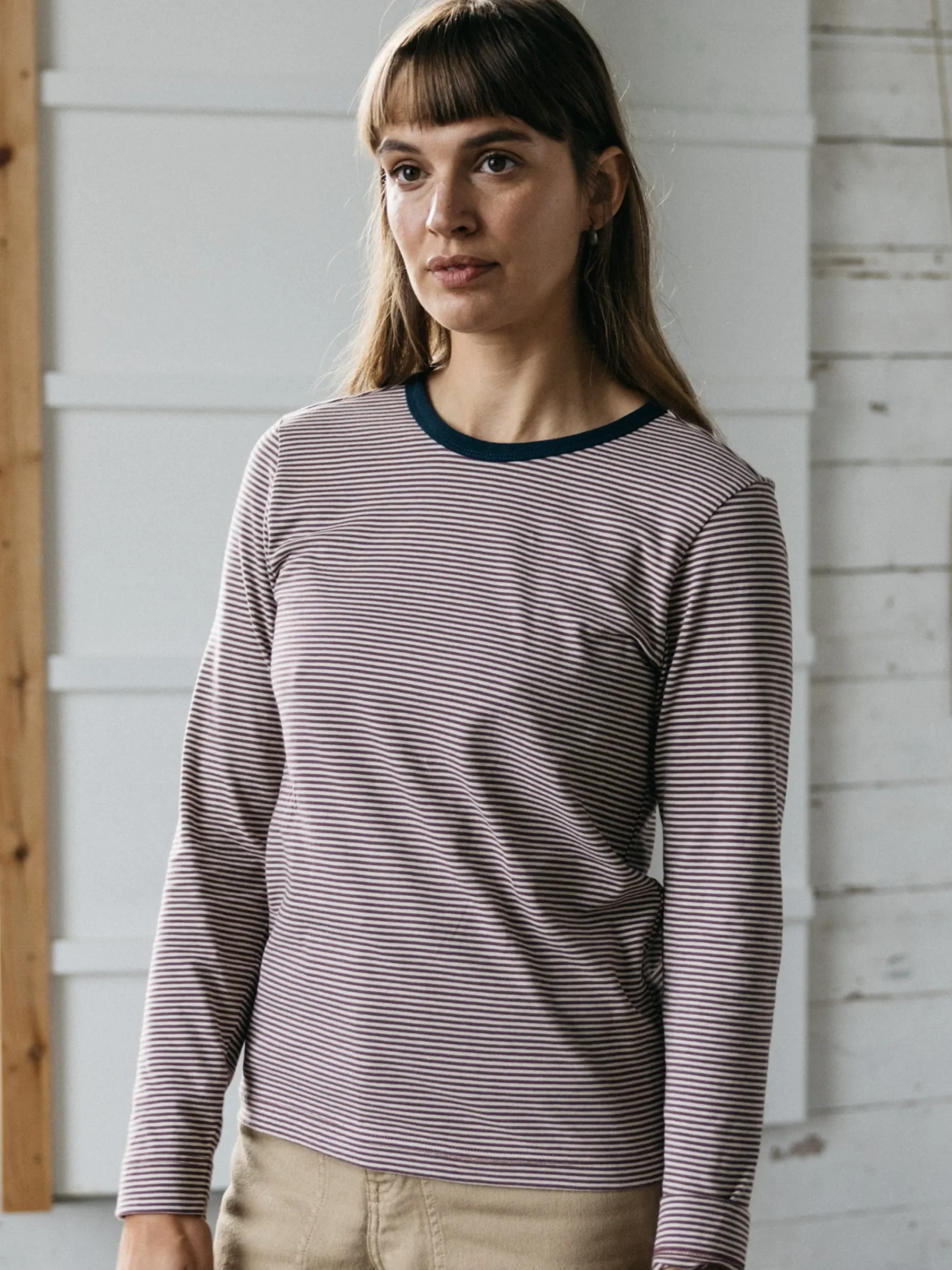 Cheap Finisterre Women's Eldon Long Sleeve T-Shirt Fig/Ecru