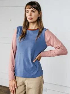 Fashion Finisterre Women's Eldon Long Sleeve T-Shirt CoastalFjord/PinkSalt