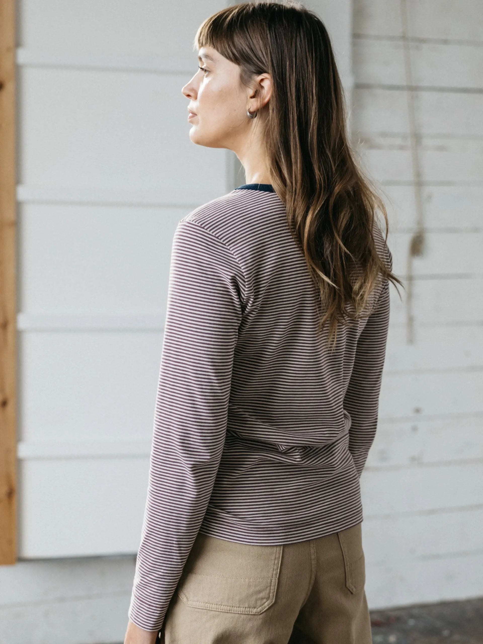 Cheap Finisterre Women's Eldon Long Sleeve T-Shirt Fig/Ecru