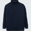 Store Finisterre Women's Eyre Roll Neck Knit Sweater Navy