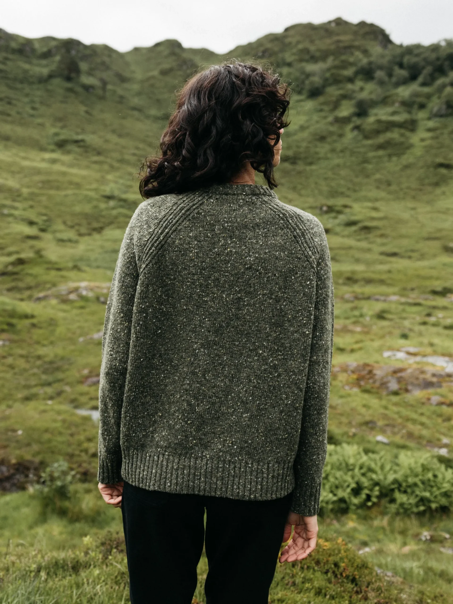 Shop Finisterre Women's Farne Crew Neck Knit Sweater Olive