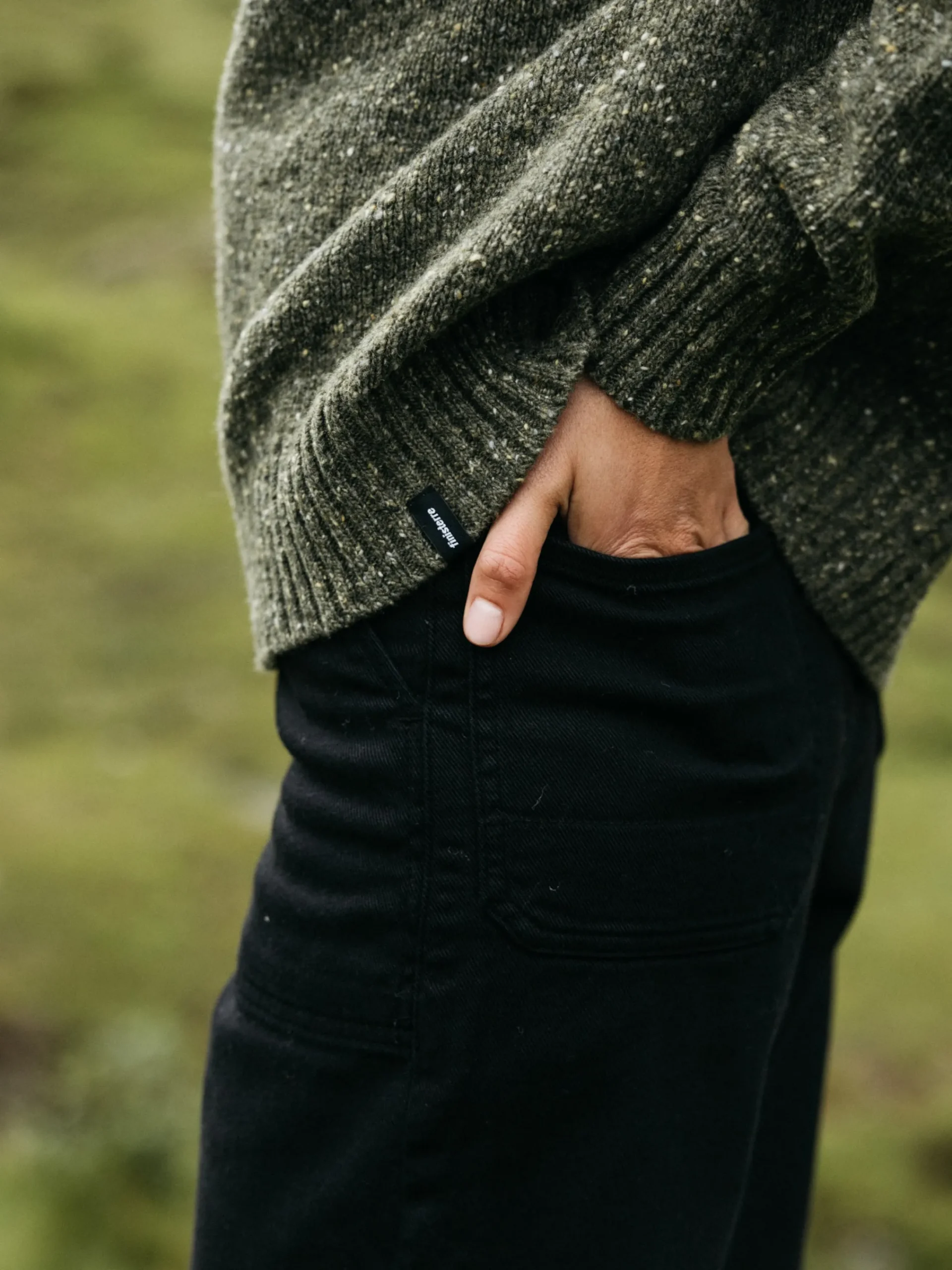 Shop Finisterre Women's Farne Crew Neck Knit Sweater Olive