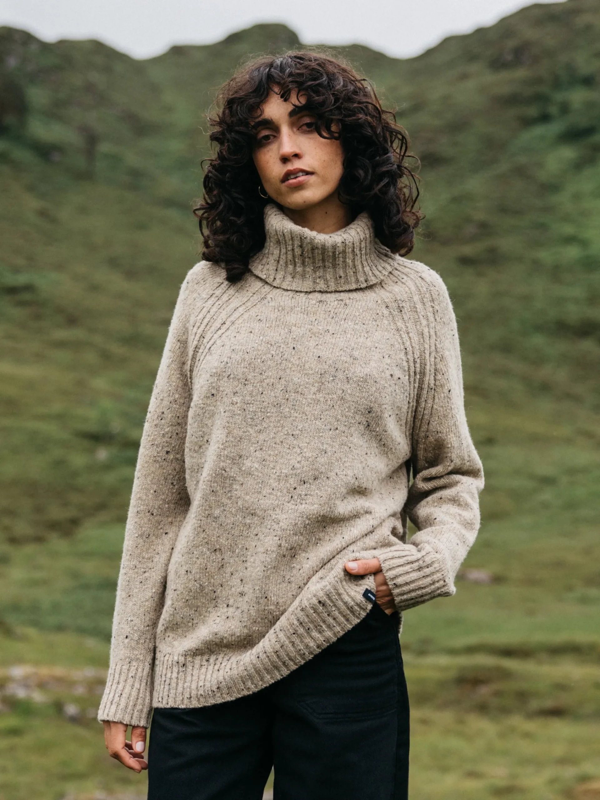 Cheap Finisterre Women's Farne Roll Neck Knit Sweater Oatmeal