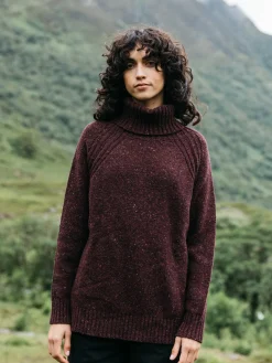 Discount Finisterre Women's Farne Roll Neck Knit Sweater BlackCherry